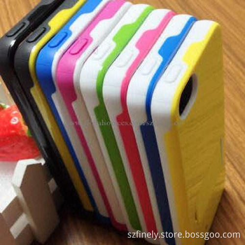 Stand case for iPhone 5/5S, PC + TPU material, double injection with camera hole ring